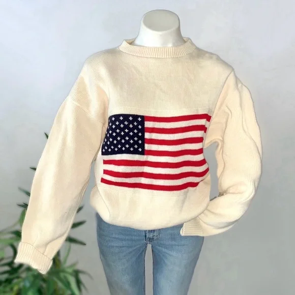 Vintage American Flag USA Olympics Knit Sweater Stars And Stripes - Picture 5 of 12